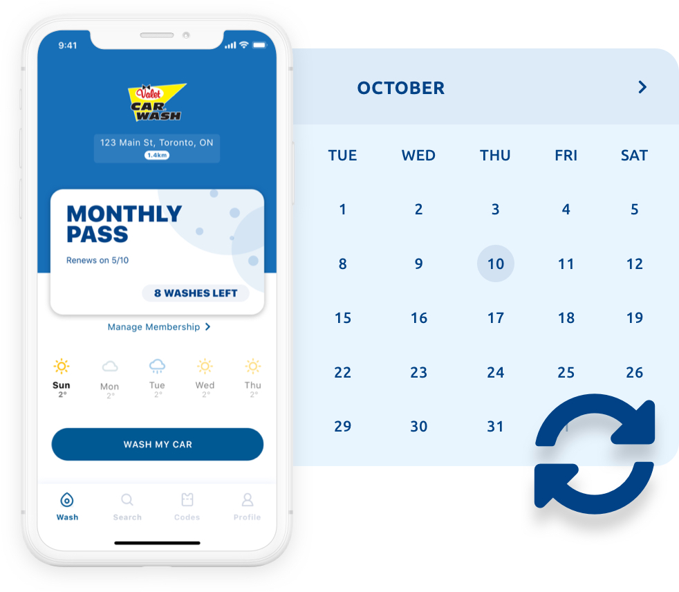 Carwash subscriptions and memberships with a mobile app